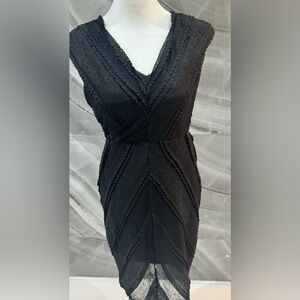 Bailey 44 Black Textured Sheer Panel Dress – Size M